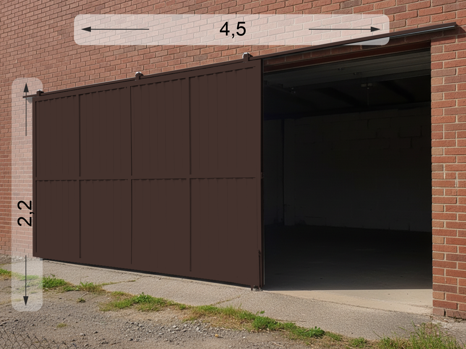 Коричневые откатные ворота 4500x2000 мм