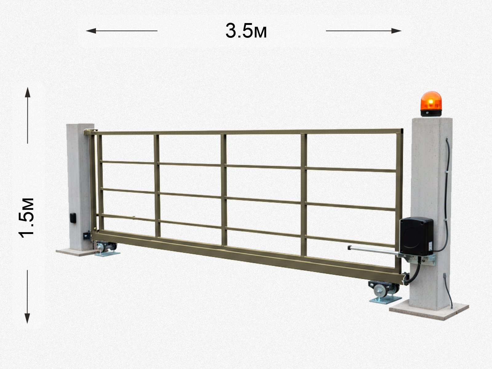 Автоматические откатные ворота 3,5 м, цвет: Слоновая кость